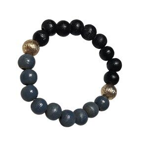 Stylish Wood Gold Tone Beaded Stretch Bracelet Fashion Jewelry Women